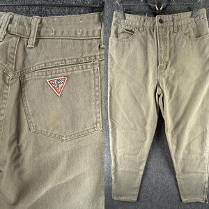 VTG Guess Jeans Women Georges Marciano Beige Tapered USA Made Adult ACTL 29X28